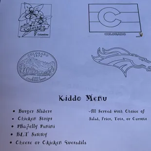 Kids menu