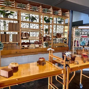 a display of baked goods