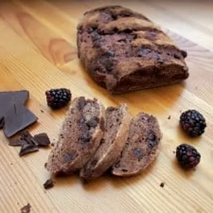 Our Chocolate Blackberry bread made with organic sprouted whole wheat