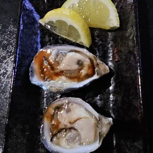 Complimentary oysters from Japan... kumamoto... thank you!