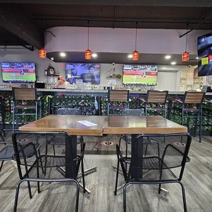 The bar in the background