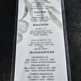 Taco &amp; Tequila Tuesday menu