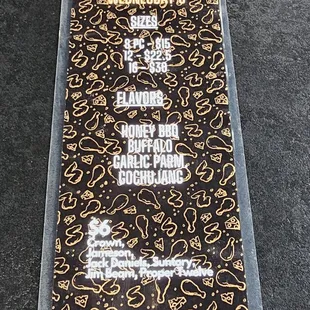 Wings &amp; Whiskey Wednesday menu