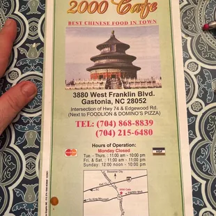 Hours and phone number