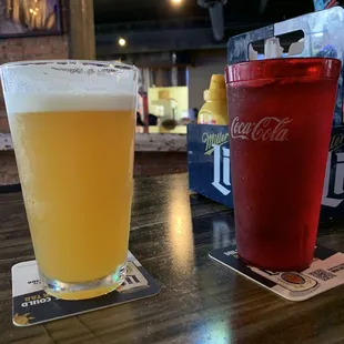 Local beer and water