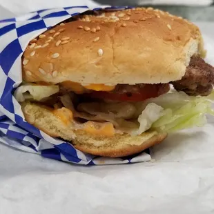 Cheeseburger with American cheese.