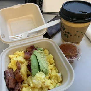 Power breakfast and small coffee