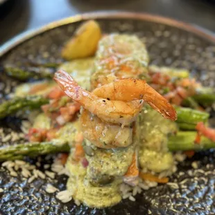 Panko crusted salmon with shrimp special