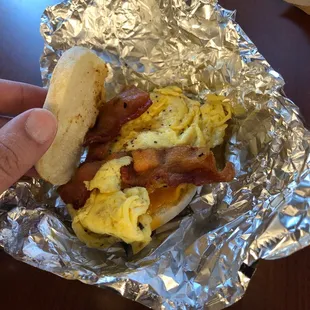 English muffin bacon sandwich