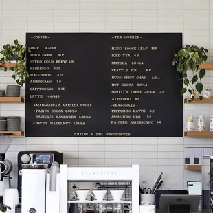 a menu on the wall