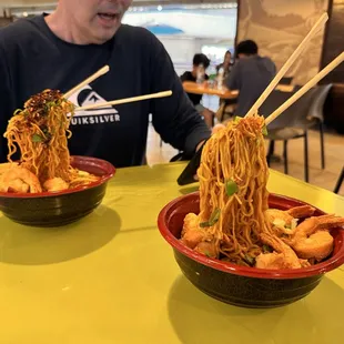 Flying Noodles with Shrimp