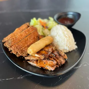 Monday lunch special 
11am-2pm
Chicken &amp; Katsu served with rice, salad, 1 spring roll and fountain drink.