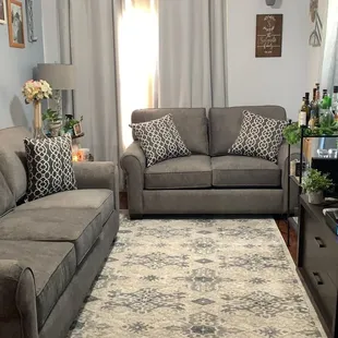 Custom Sofa and Loveseat (any &quot;discoloration&quot; is due to lighting and shadows! Believe me, it&apos;s FLAWLESS!)