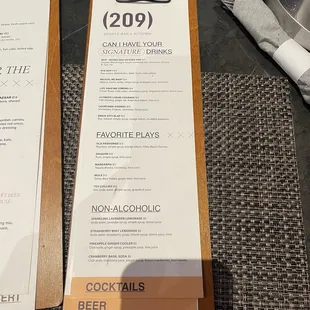 Drink menu