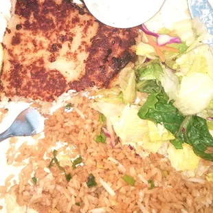 Delicious grilled fish, fried rice &amp; salad.Service is great &amp; timely! Others enjoyed corn beef, cabbage &amp; open face sandwiches!