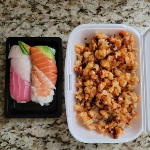 Rainbow Roll and Popcorn Lobster Roll