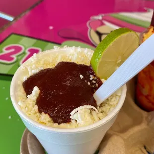 Corn in a Cup(Corn comes from a can not roasted corn)