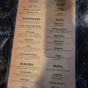 The real menu 2 of 2