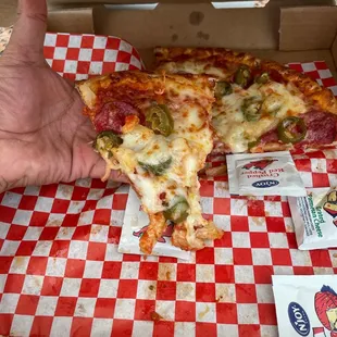 Pepperoni, pineapple, jalapeño
