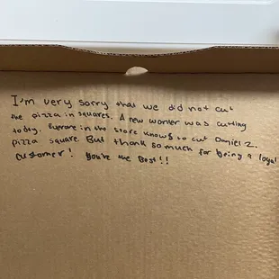 They forgot to cut the pieces square but the note made up for it, lol. I might order here too much, haha.