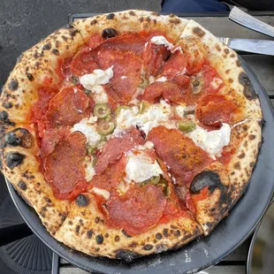 Spicy salami pizza