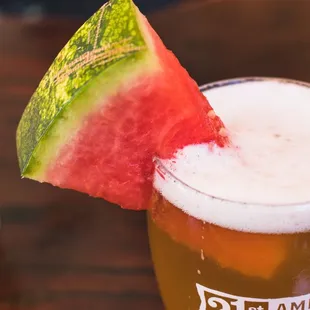 Hell or High Watermelon (4.9% ABV), served with a watermelon slice!