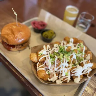 Pulled pork and loaded tots