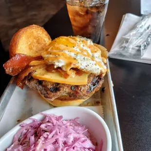 Gouda burger and coleslaw