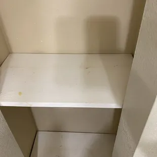 Dirty bathroom shelving