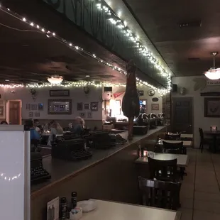 The inside with the big rooster