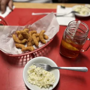 Hush puppies and what was left of my yummy cole slaw