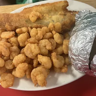 Seafood combo. Trout&amp; popcorn shrimp