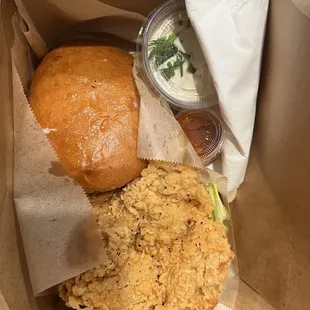 Yummy fried chicken sandwich.