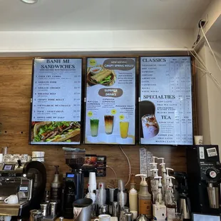 menus on the wall