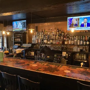 a bar with a television