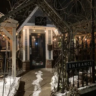 the entrance to the restaurant