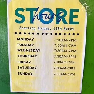 Store hours