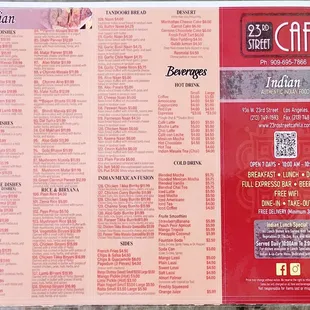 Menu (10/07/23). @23rdStreetCafeLA #LosAngeles #IndianFood #MexicanFood #FoodPorn