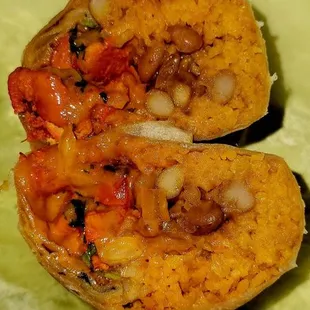 Chicken Tikka Burrito Exposed $11.99 (10/07/23). @23rdStreetCafeLA #LosAngeles #IndianFood #MexicanFood #Burrito #FoodPorn