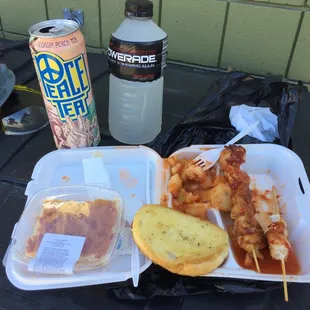 The lunch is awesome, even when you have to use the canisters outdoor for a table.