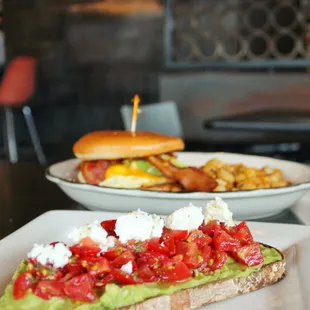 two plates of food on a table