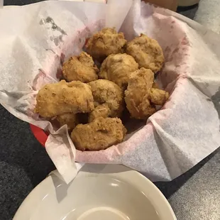 Appetizers: Fried mushrooms! $6.99. Steaming hot, huge and delicious!