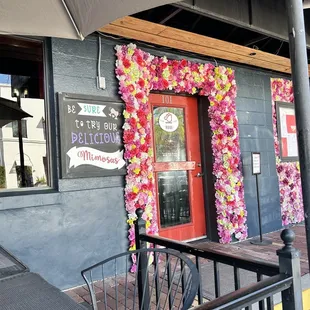 the entrance to the restaurant
