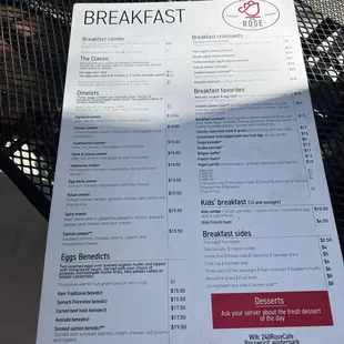 Breakfast menu