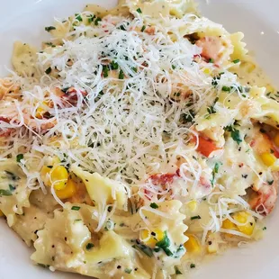 Farfalle with Lobster, Sweet Corn, Mascarpone, Lemon Zest and Chives