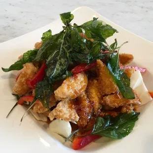 Tilapia with Basil chili sauce