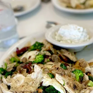 The chicken piccata omelette with capers, lemon... I added mushrooms, spinach, bacon, and egg whites was SO delicious!!