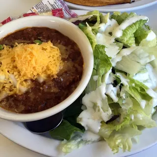 Bowl of Chili with Salad