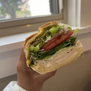 Turkey sandwich hot on a hoagie
