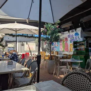 Outdoor patio has a very quirky and cute aesthetic